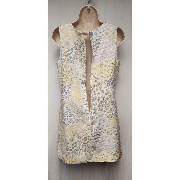 Ruby Rd. Beaded Notched V-Neck Floral Linen Shift Dress White Size 6P - Picture 6 of 8